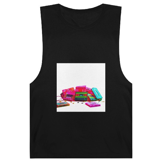 Vibrant Retro Cassette Tape Pattern Barnard Tanks