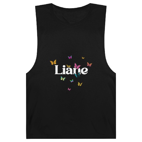 LIANE - beautiful girl name with cute butterflies Barnard Tanks