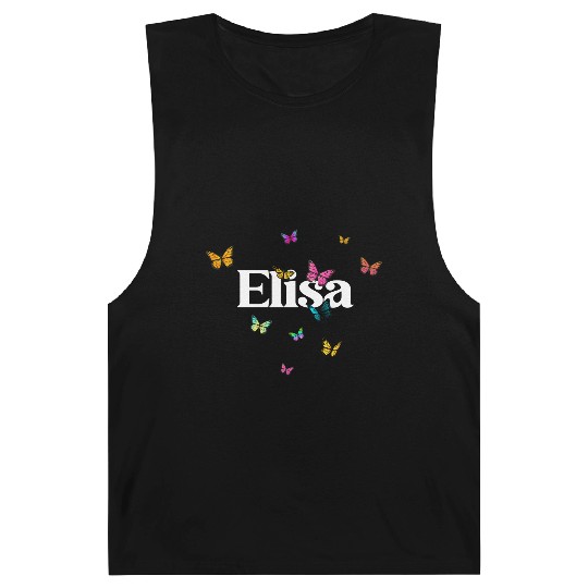 ELISA - beautiful girl name with cute butterflies Barnard Tanks