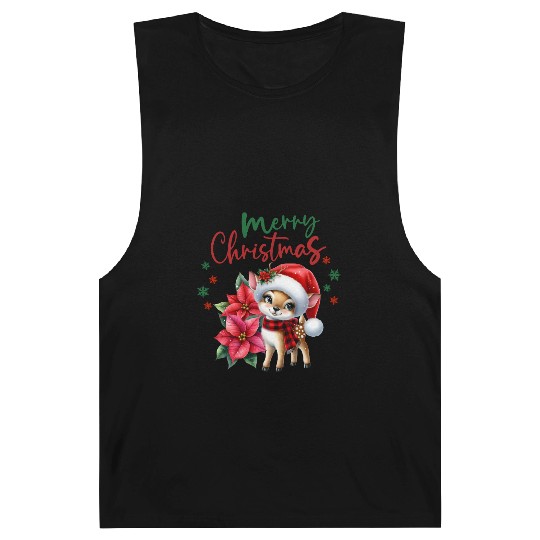 Festive Christmas Puppy with Poinsettia Barnard Tanks