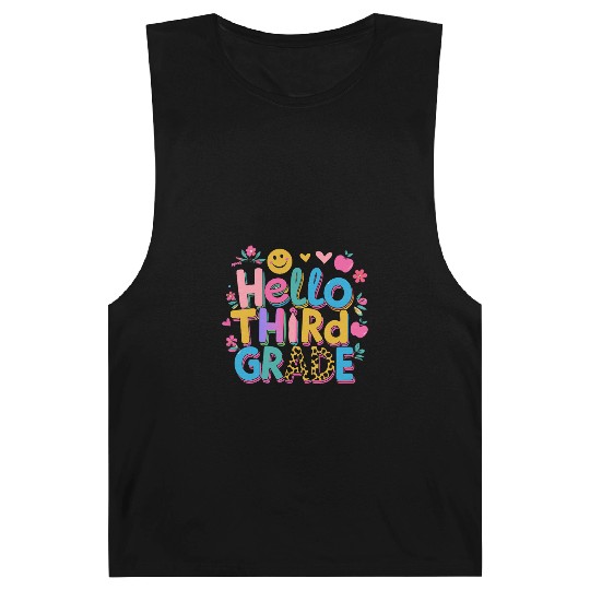 back-to-school-Colorful Hello Third Grade Design Barnard Tanks