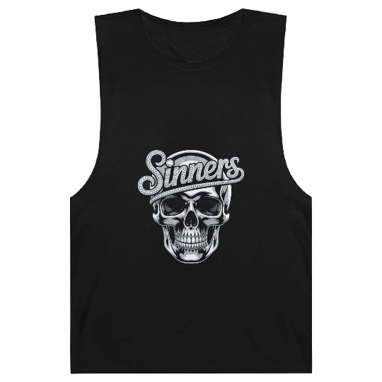 Chrome Skull Sinners Diamond Bling Barnard Tanks