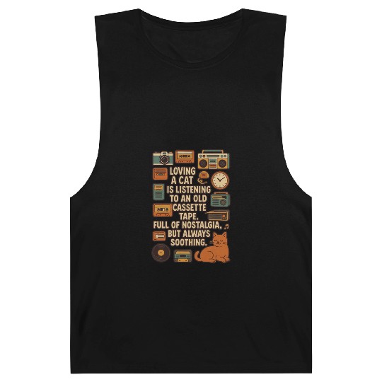 Nostalgic Cat Listening Cassette Tape Barnard Tanks