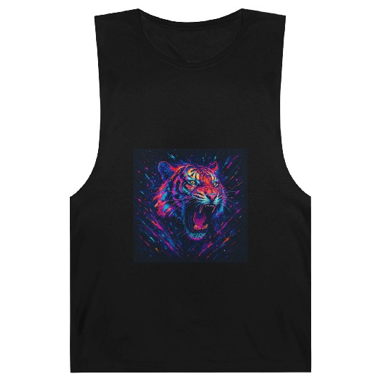 A roaring tiger with neon splashes Barnard Tanks