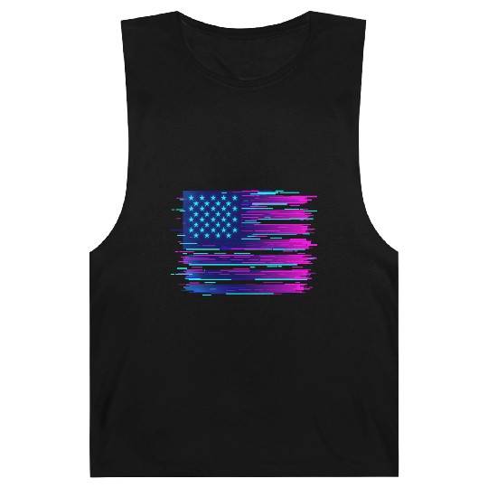 Retro Neon Grunge American Flag Barnard Tanks