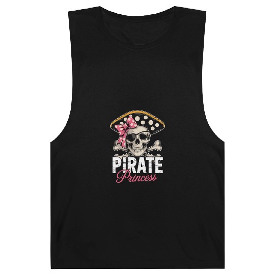 Pirate Princess Skull and Crossbones with Pink Bow Barnard Tanks