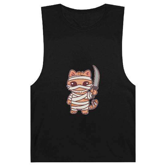 Mummy Cat Warrior Cartoon Design Barnard Tanks