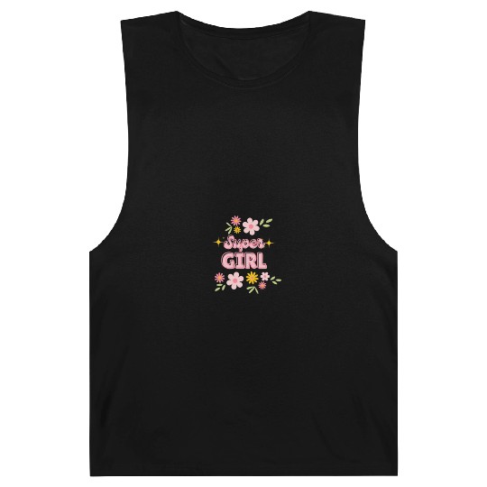 Super Girl Floral Sparkle Design Barnard Tanks