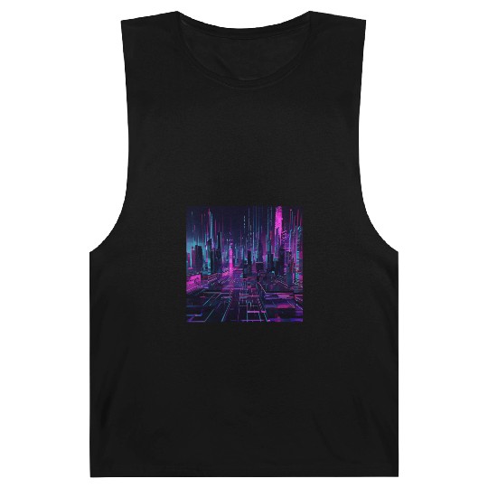 Neon Cyberpunk Futuristic Cityscape Art Barnard Tanks