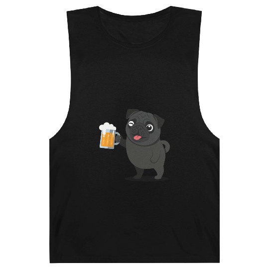 Playful Pug with Beer Mug Barnard Tanks