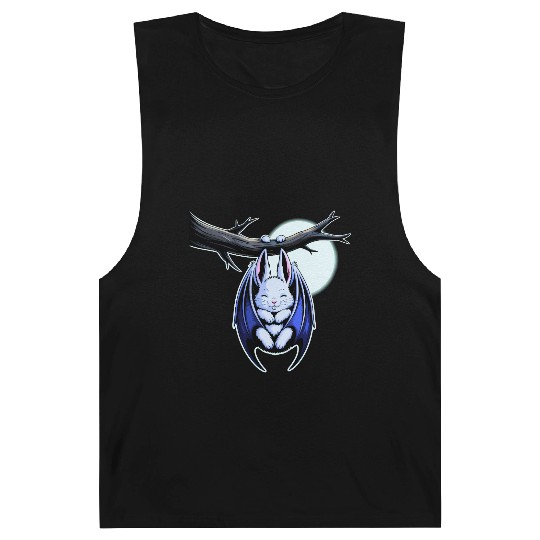 Spooky Cute Kawaii Vampire Bat Bunny and Moon  Barnard Tanks