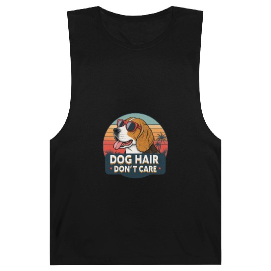 Humorous Dog Hair Don't Care Sunset Design Barnard Tanks