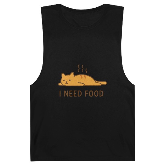 I Need Food Funny Cat Illustration Typography Desi Barnard Tanks