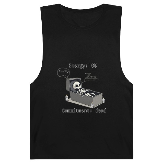 Sleepy Energy 0% – Funny Skeleton Coffin Meme Barnard Tanks