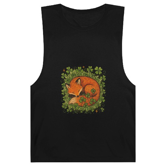 Fox Sleeping in Clover Peaceful Nature Art Barnard Tanks