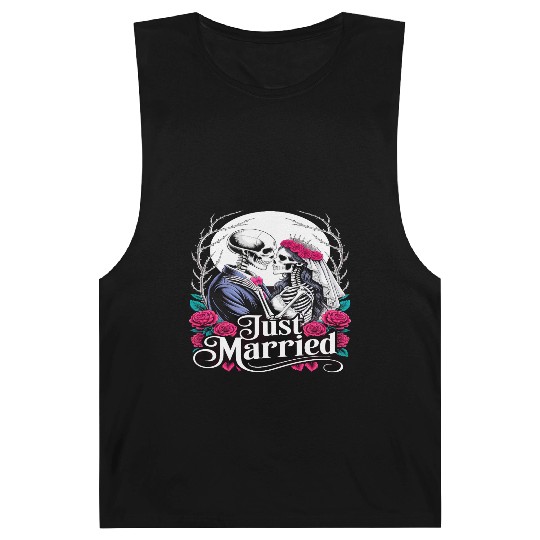 Gothic Just Married Skeletons Bride and Groom Barnard Tanks