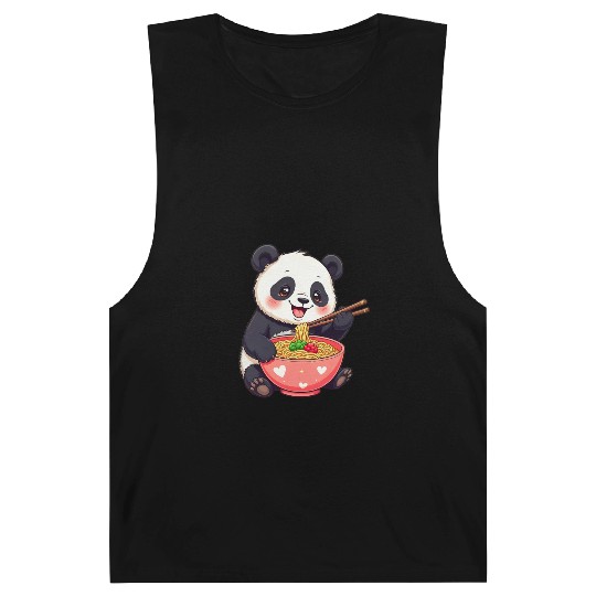 Cute Panda Eating Ramen Noodles Barnard Tanks