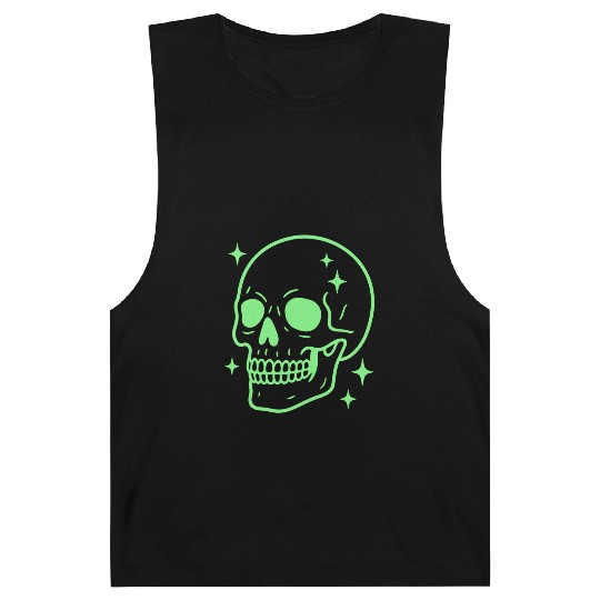 Glowing Neon Skull Design for Edgy Fashion Barnard Tanks
