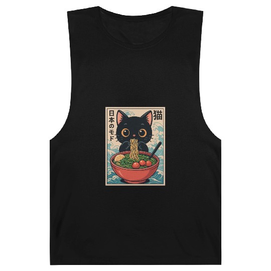 Discover Kawaii Black Cat Noodle Bowl Barnard Tanks