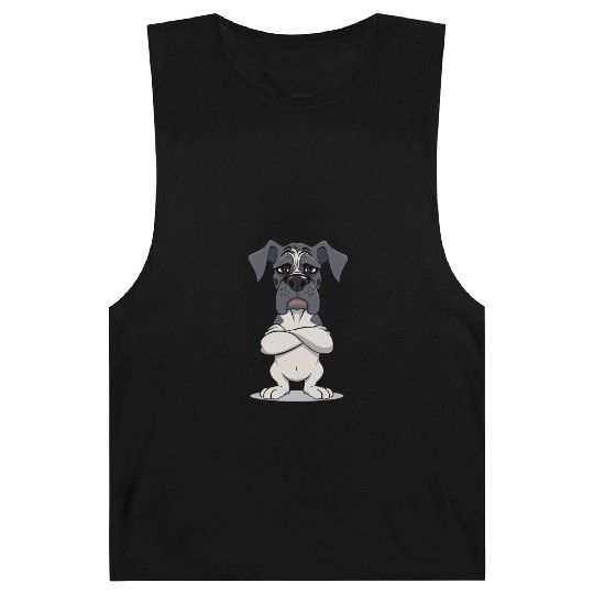 Grumpy great dane cartoon animal illustration Barnard Tanks