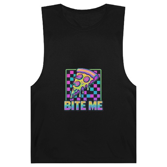 Bite Me – Y2K Glitch Pizza Neon Barnard Tanks