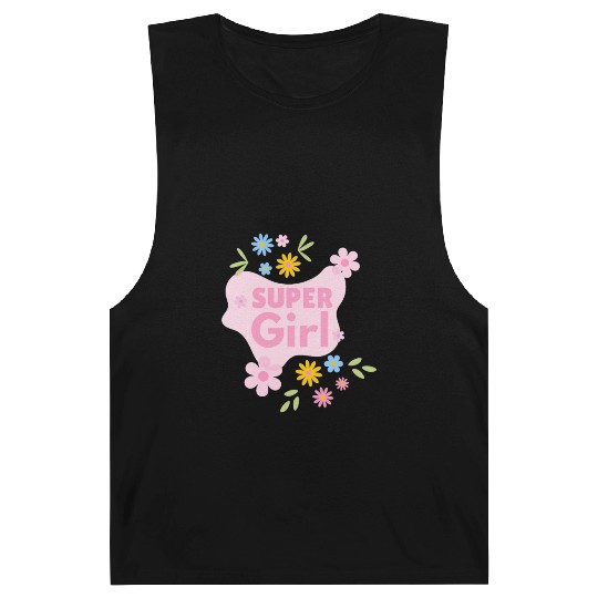 Super Girl Floral Badge Design Barnard Tanks