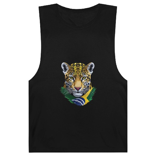 Brazil Jaguar Head Green Yellow Blue National Flag Barnard Tanks