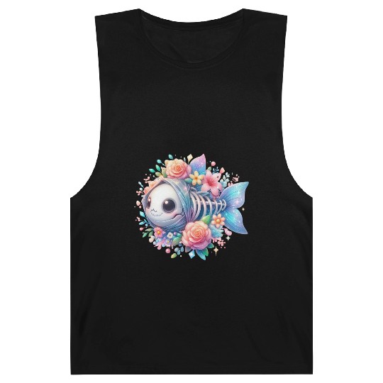 Whimsical Fish Skeleton with Floral Accents Barnard Tanks