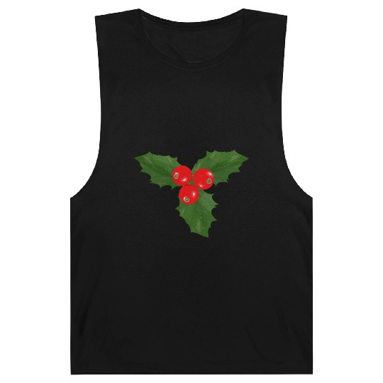 Christmas Holly Leaf and Berry Design Barnard Tanks