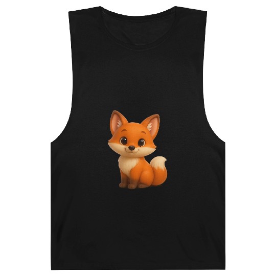 Cute Playful Fox Illustration on Apparel Barnard Tanks