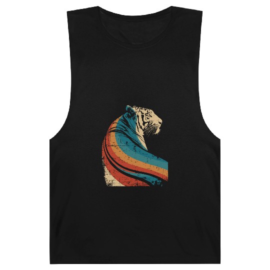 Abstract Wild Tiger with Retro Stripes Barnard Tanks