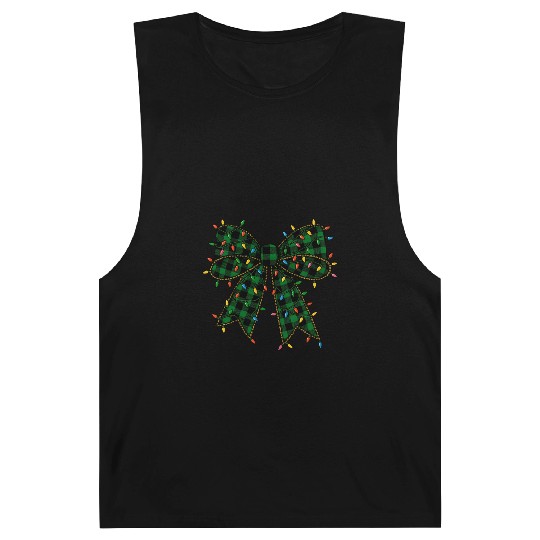 Festive Tartan Bow with Holiday Lights Barnard Tanks