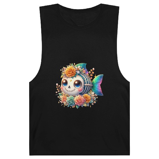 Whimsical Skeleton Fish with Floral Crown Barnard Tanks