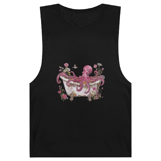 Cottagecore Octopus in Bathtub Vintage Barnard Tanks