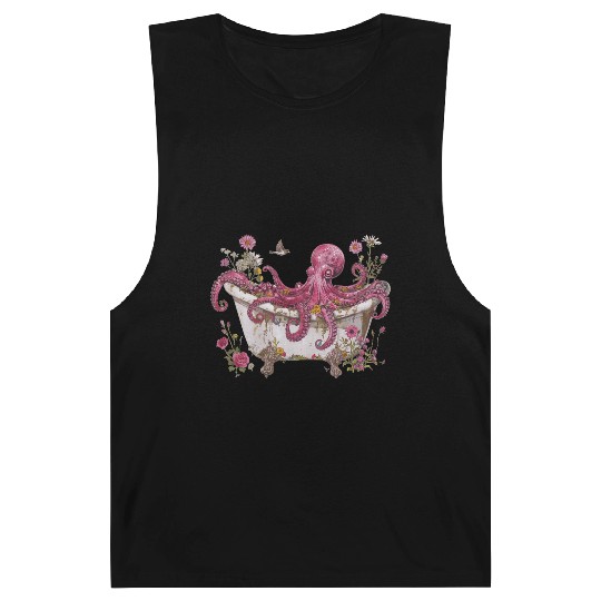 Cottagecore Octopus in Bathtub Vintage Barnard Tanks