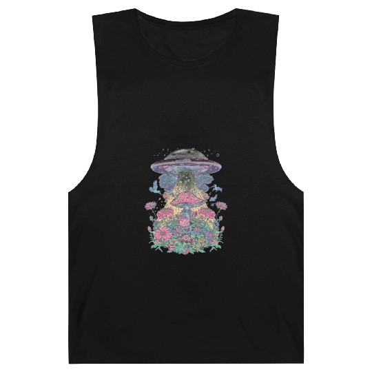Boho Whimsical Surreal UFO Floral Barnard Tanks