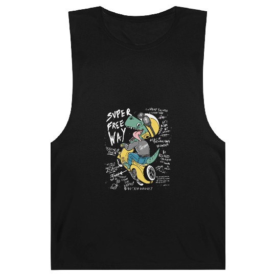 Dinosaur Racer with Streetwear Vibe Barnard Tanks