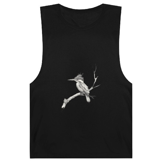 Elegant Black and White Kingfisher Illustration Barnard Tanks