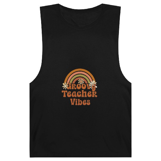Groovy Teacher Vibe Rainbow Barnard Tanks Design