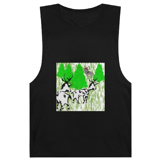 Whimsical Forest Moose with Reindeer Barnard Tanks