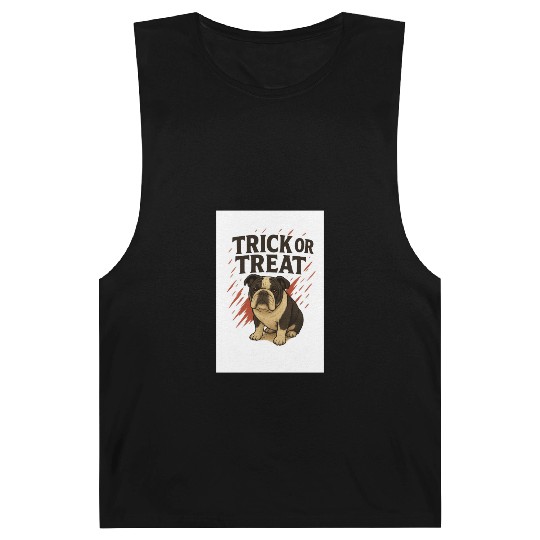Bulldog Halloween Trick or Treat Design Barnard Tanks