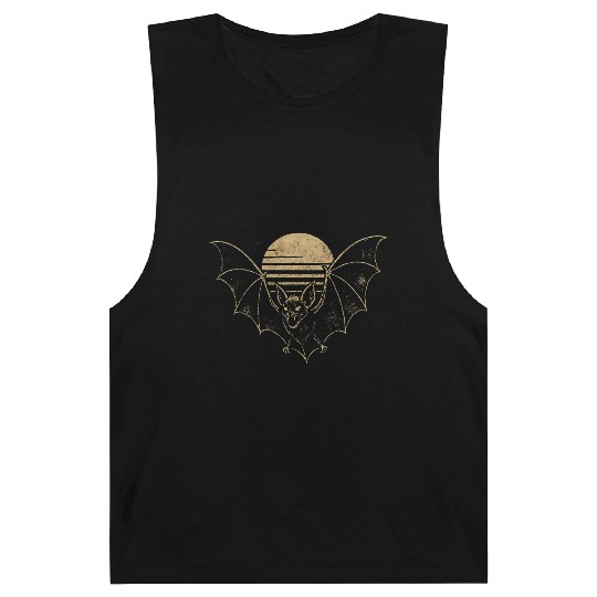 Retro Sunset Bat Silhouette with Full Moon Barnard Tanks