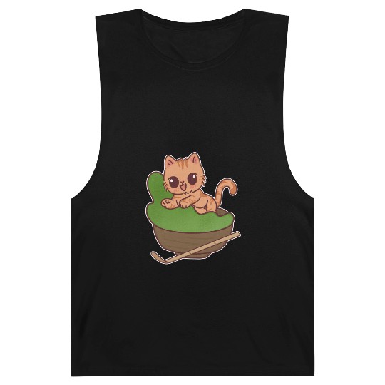Kawaii Cat in Matcha Tea Bowl Barnard Tanks