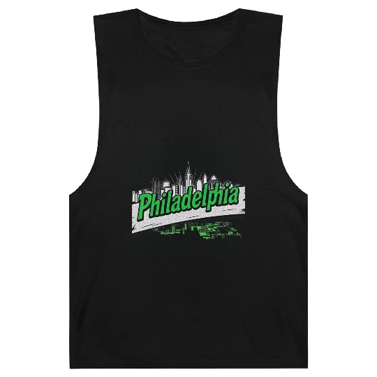 Philadelphia Skyline Neon Design Barnard Tanks