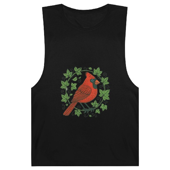 Vibrant Cardinal Amidst Ivy Leaves Barnard Tanks