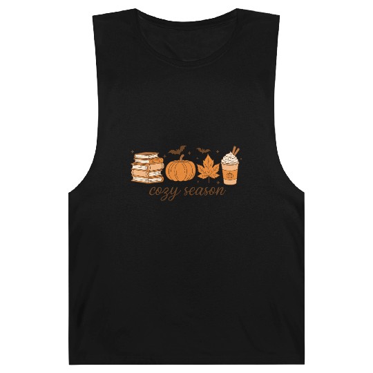 Cozy Season Pumpkin Latte Halloween Books & Leaves Barnard Tanks