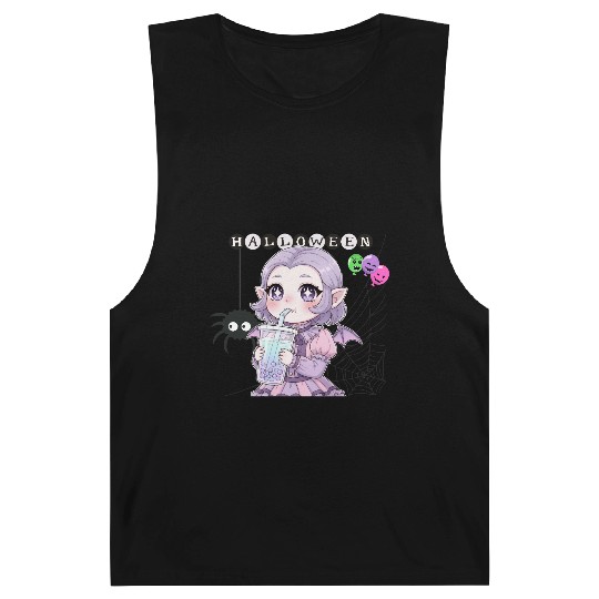 Cute Vampire Bat Halloween Girl Design Barnard Tanks