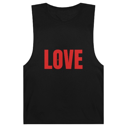 Minimalist Red "LOVE" Typography Barnard Tanks