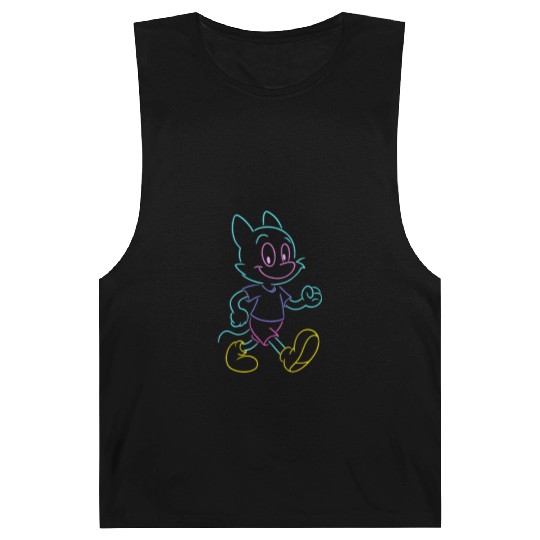 Colorful Neon Cat Running Design Barnard Tanks