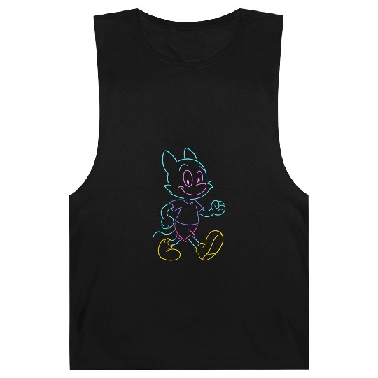Colorful Neon Cat Running Design Barnard Tanks